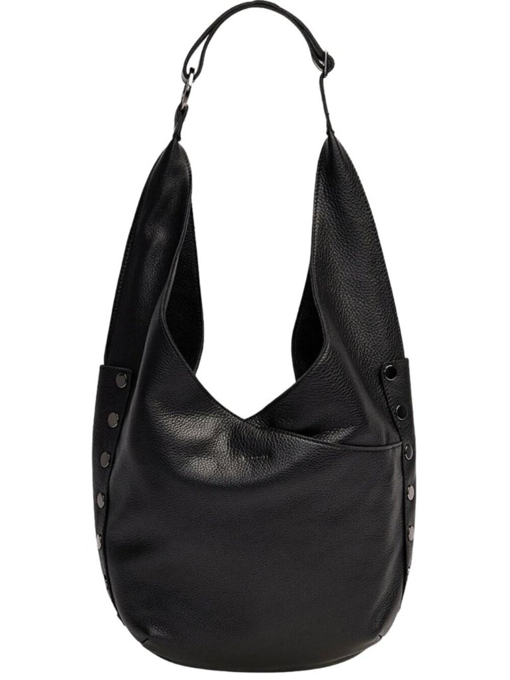 Hammit Tom Zip Hobo Bag Black Leather w/ grommets